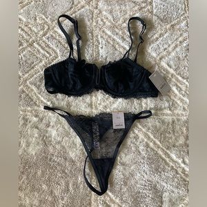 Black Auden Unlined Balconette Bra and Thong
